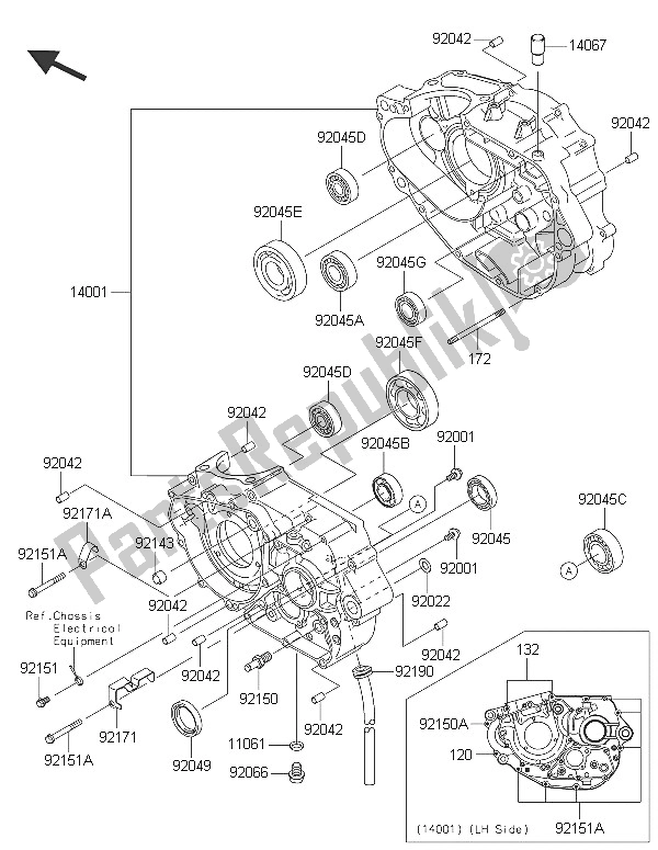 Todas las partes para Caja Del Cigüeñal de Kawasaki KLX 250 2016