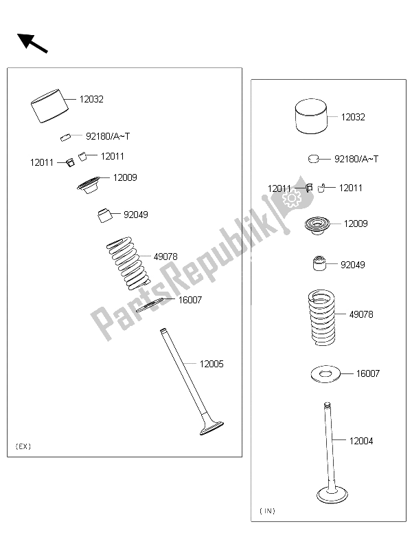 All parts for the Valve(s) of the Kawasaki Ninja 300 2015