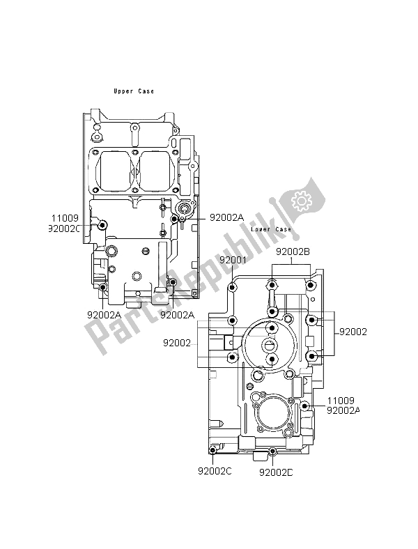 All parts for the Crankcase Bolt Pattern of the Kawasaki EL 252 1996