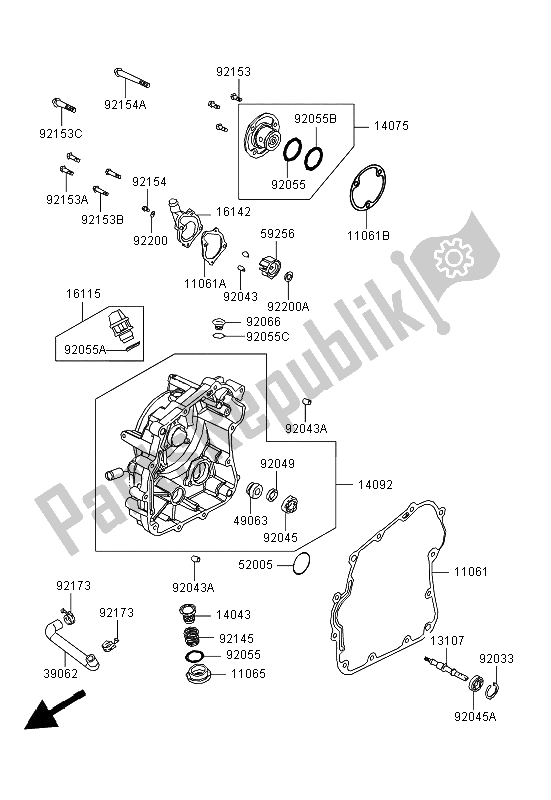 Alle onderdelen voor de Motorkappen van de Kawasaki KVF 300 2012