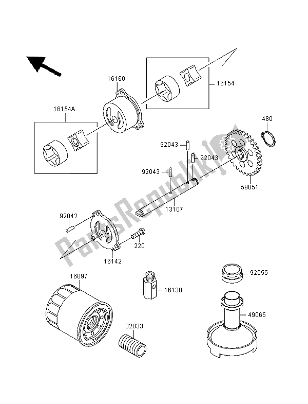 All parts for the Oil Pump of the Kawasaki ZZR 600 1995