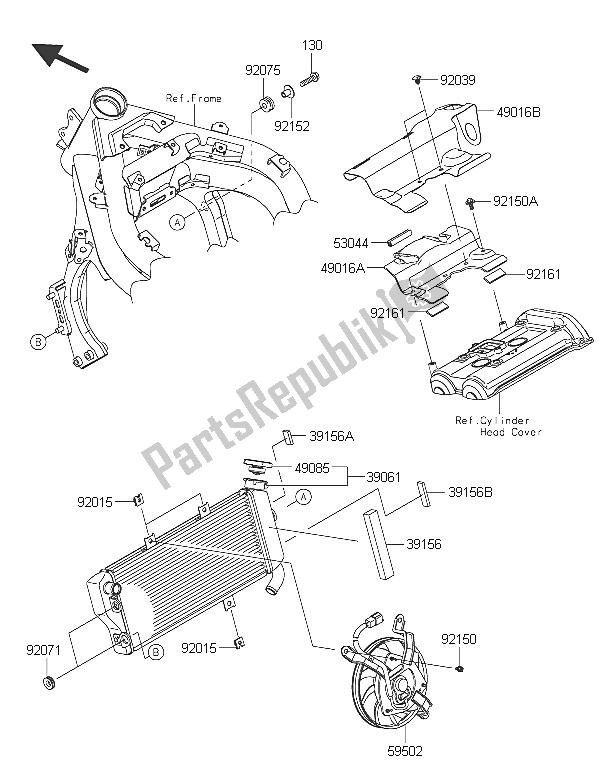 All parts for the Radiator of the Kawasaki ER 6F ABS 650 2016