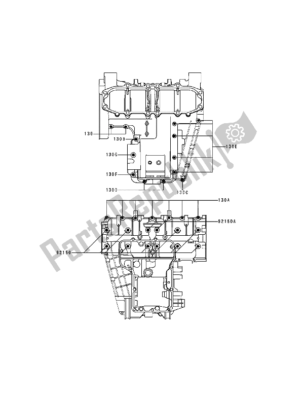 All parts for the Crankcase Bolt Pattern of the Kawasaki ZZ R 600 1994