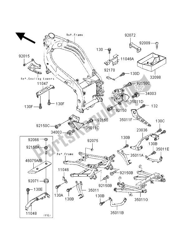 Tutte le parti per il Custodia Della Batteria del Kawasaki ZXR 400 1998