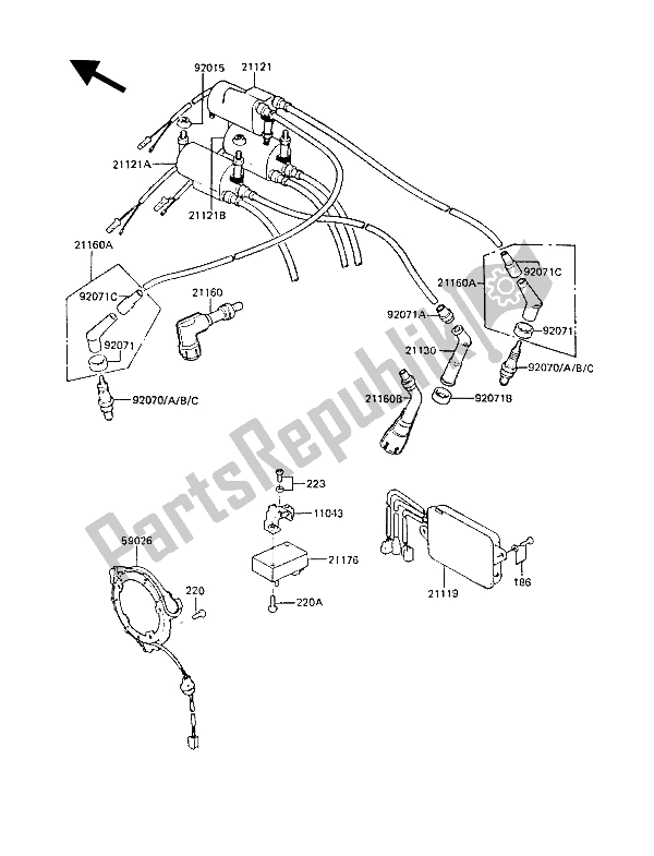 All parts for the Ignition System of the Kawasaki Z 1300 1988
