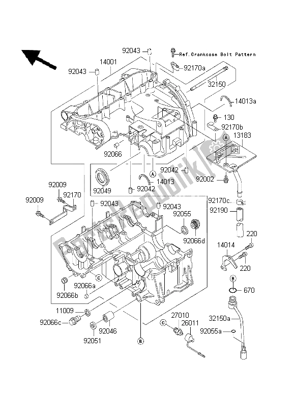 All parts for the Crankcase of the Kawasaki ZZ R 600 1999