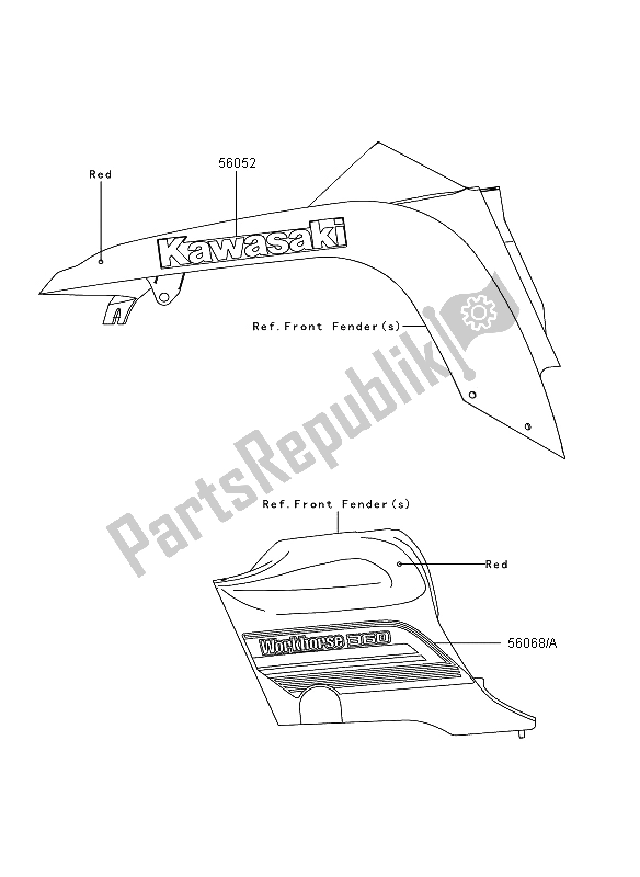 All parts for the Decals (red) (as) of the Kawasaki KVF 360 2009