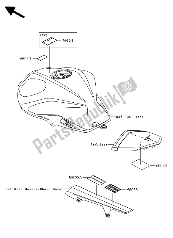 Alle onderdelen voor de Etiketten van de Kawasaki Z 750 2010