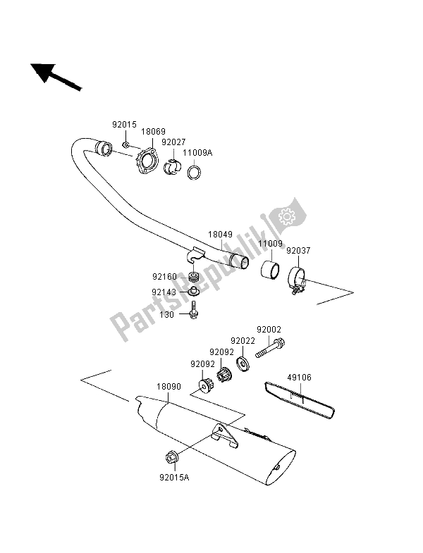 Tutte le parti per il Silenziatore del Kawasaki Eliminator 125 1998