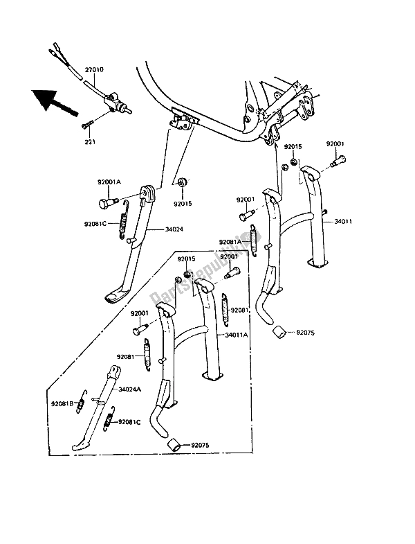 All parts for the Stand(s) of the Kawasaki GPZ 550 1986