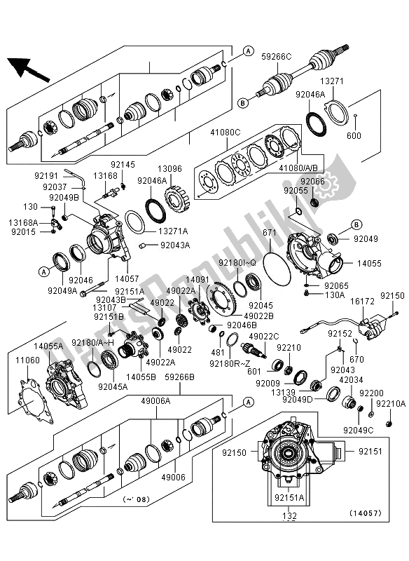 Toutes les pièces pour le Arbre De Transmission Avant du Kawasaki KVF 360 4X4 2007