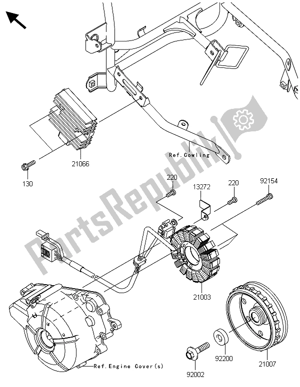 All parts for the Generator of the Kawasaki Ninja 300 ABS 2013