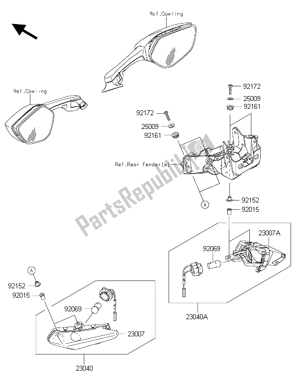 All parts for the Turn Signals of the Kawasaki Ninja ZX 10R 1000 2015