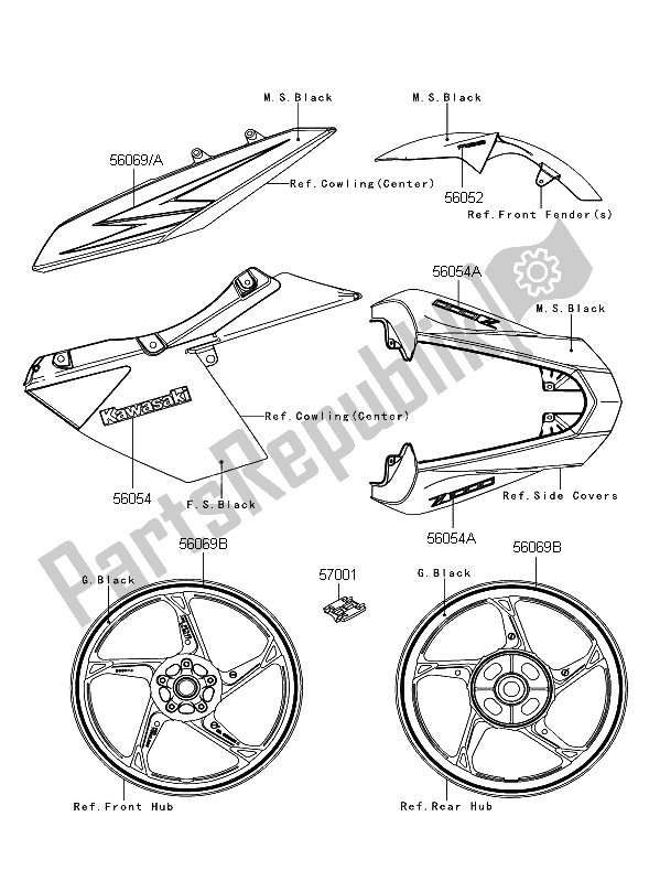 Todas las partes para Calcomanías (naranja) de Kawasaki Z 1000 ABS 2012