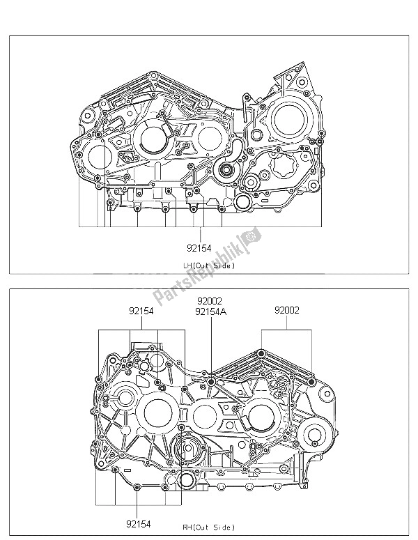 Tutte le parti per il Modello Del Bullone Del Basamento del Kawasaki Vulcan 1700 Nomad ABS 2016