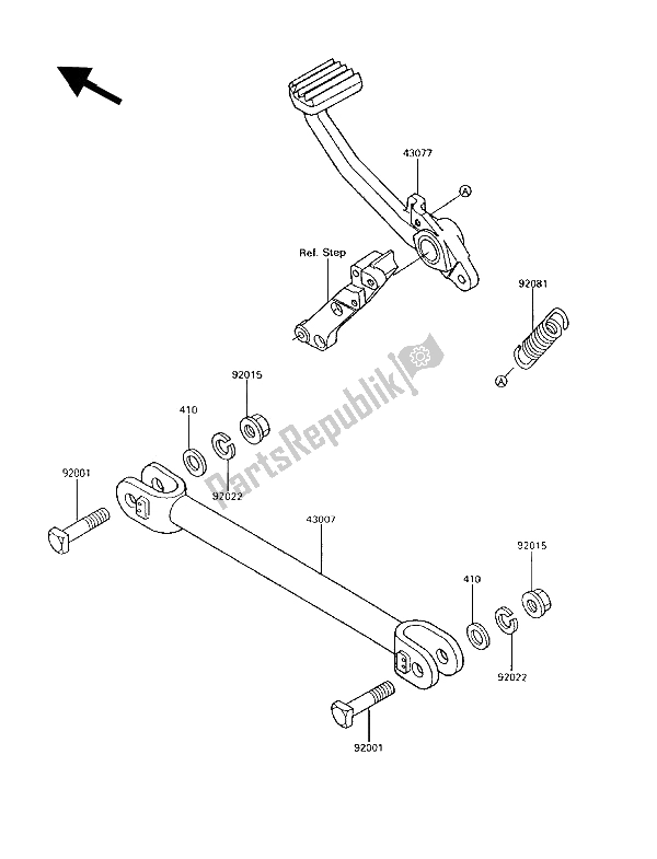 All parts for the Brake Pedal of the Kawasaki 1000 GTR 1992