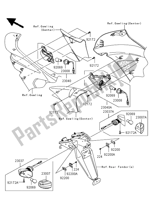 All parts for the Turn Signals of the Kawasaki ER 6F 650 2006