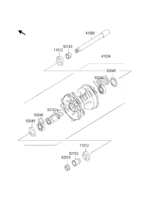 Todas las partes para Buje Delantero de Kawasaki KX 250 2002