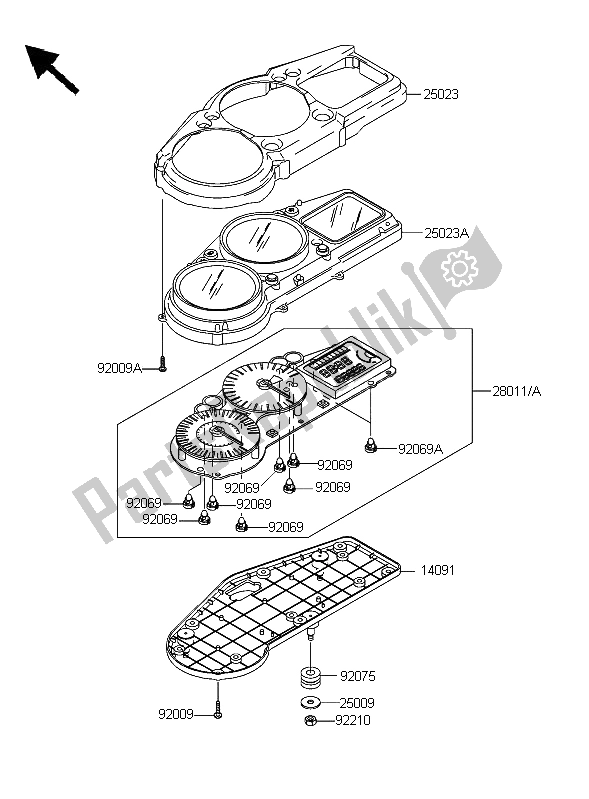 All parts for the Meter of the Kawasaki Ninja ZX 12R 1200 2006