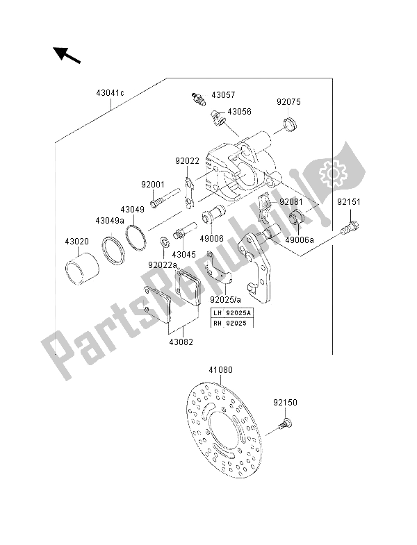 Tutte le parti per il Freno Anteriore del Kawasaki KVF 400 2001