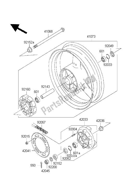 All parts for the Rear Hub of the Kawasaki ZR 7S 750 2001