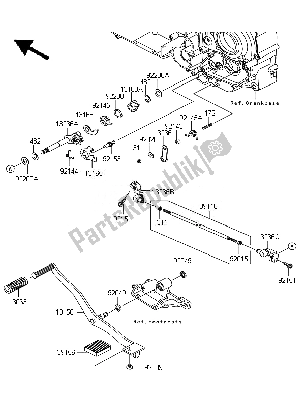 All parts for the Gear Change Mechanism of the Kawasaki VN 1700 Voyager Custom ABS 2011