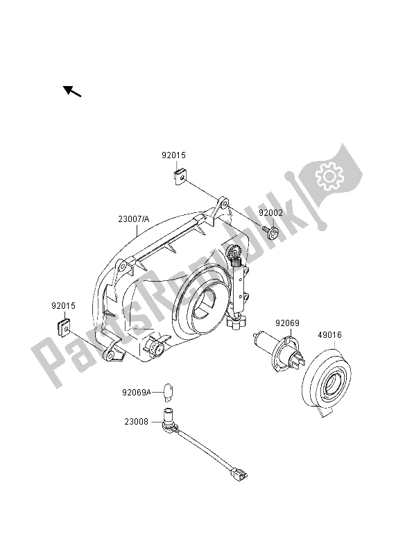 Alle onderdelen voor de Koplamp van de Kawasaki GPZ 500S UK 1995