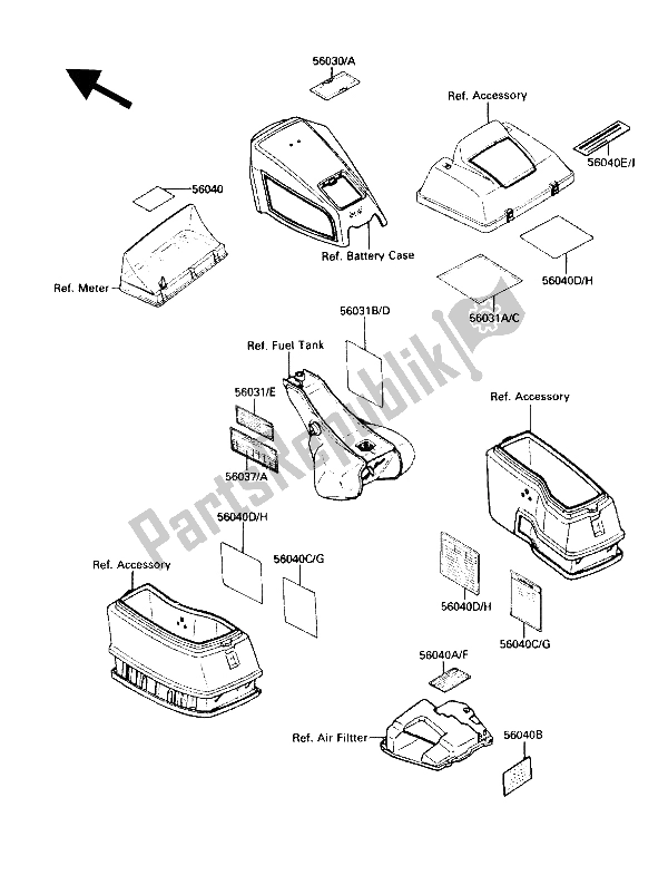 All parts for the Label of the Kawasaki Voyager XII 1200 1988