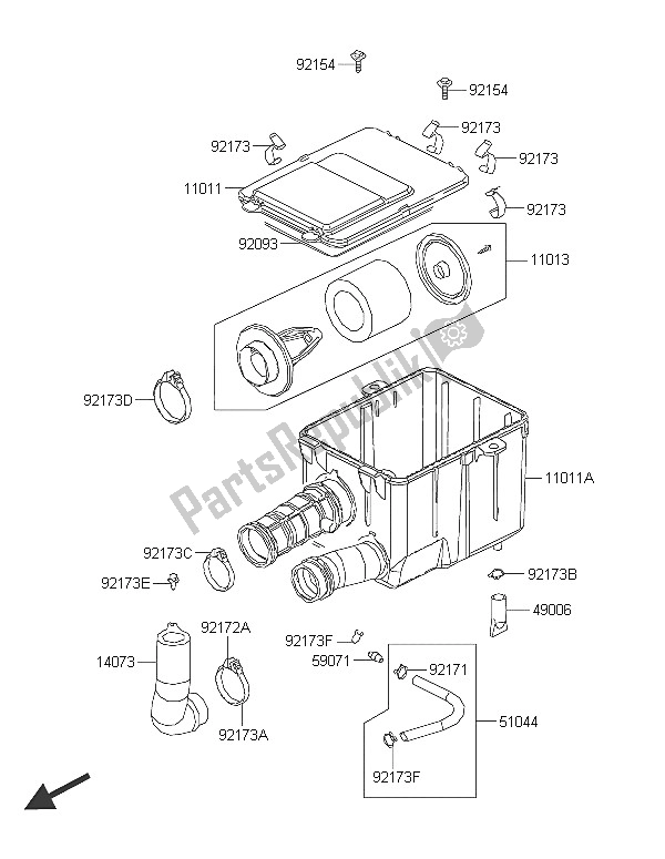 Todas las partes para Filtro De Aire de Kawasaki Brute Force 300 2016