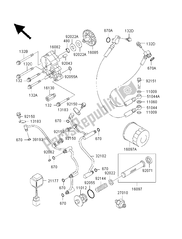 All parts for the Oil Pump of the Kawasaki VN 1500 Drifter 1999