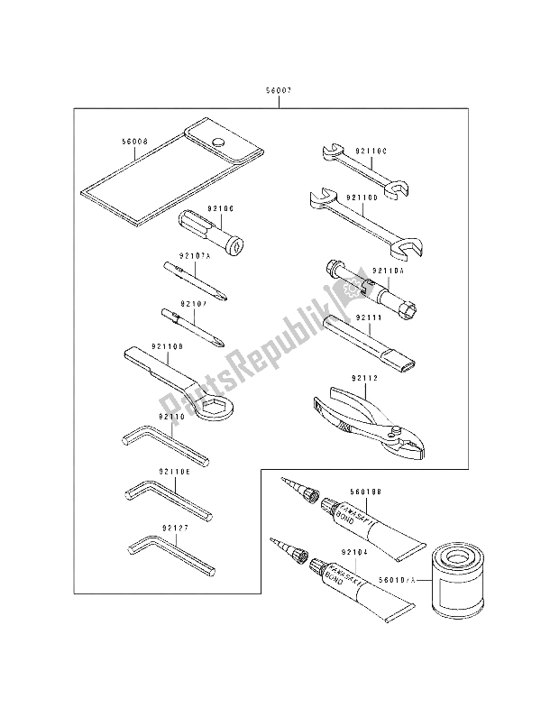 All parts for the Owners Tools of the Kawasaki GPX 250R 1992