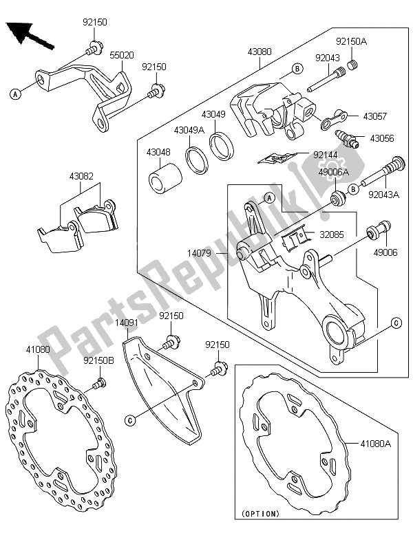 Tutte le parti per il Freno Posteriore del Kawasaki KX 250 2013