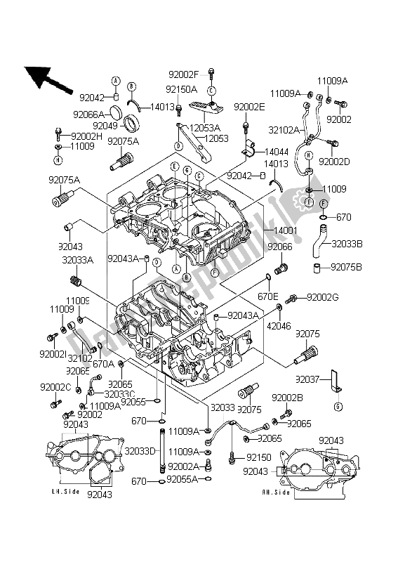 Todas as partes de Bloco Do Motor do Kawasaki KLE 500 1995