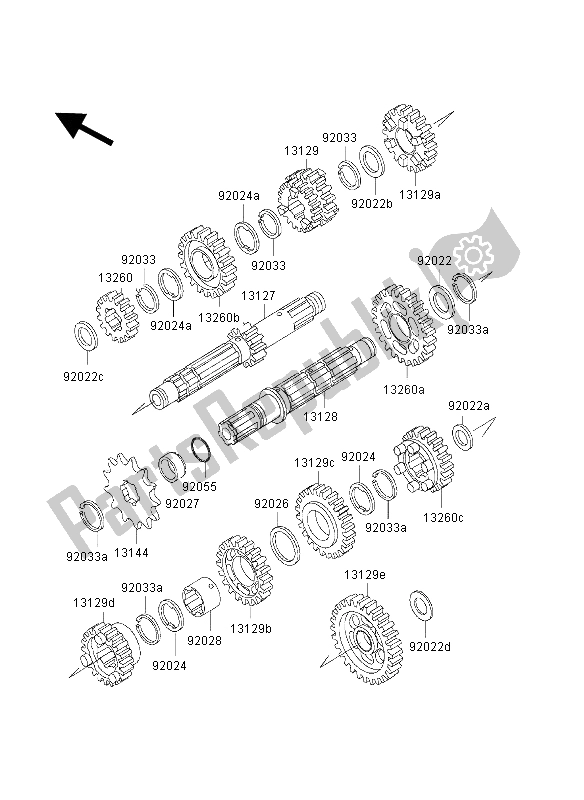 Alle onderdelen voor de Overdragen van de Kawasaki KLX 300R 1998