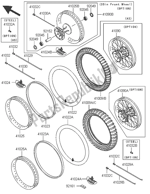 All parts for the Tires of the Kawasaki KX 250F 2005