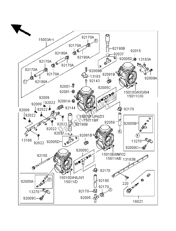 Todas las partes para Carburador de Kawasaki Ninja ZX 9R 900 1996