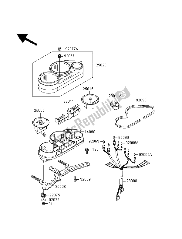 All parts for the Meter of the Kawasaki GPZ 500S 1998