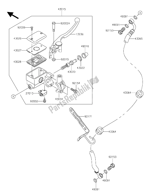 All parts for the Front Master Cylinder of the Kawasaki Vulcan 900 Classic 2015