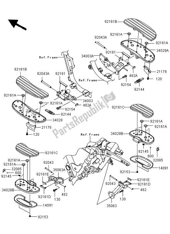 Toutes les pièces pour le Repose-pieds du Kawasaki VN 1700 Voyager ABS 2012