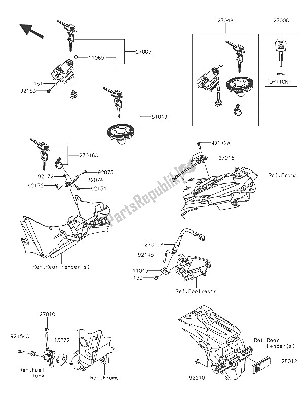 All parts for the Ignition Switch of the Kawasaki Z 300 ABS 2016