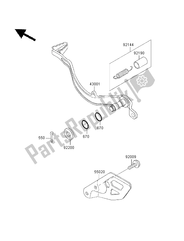 Wszystkie części do Peda? Hamulca Kawasaki KLX 650R 2001