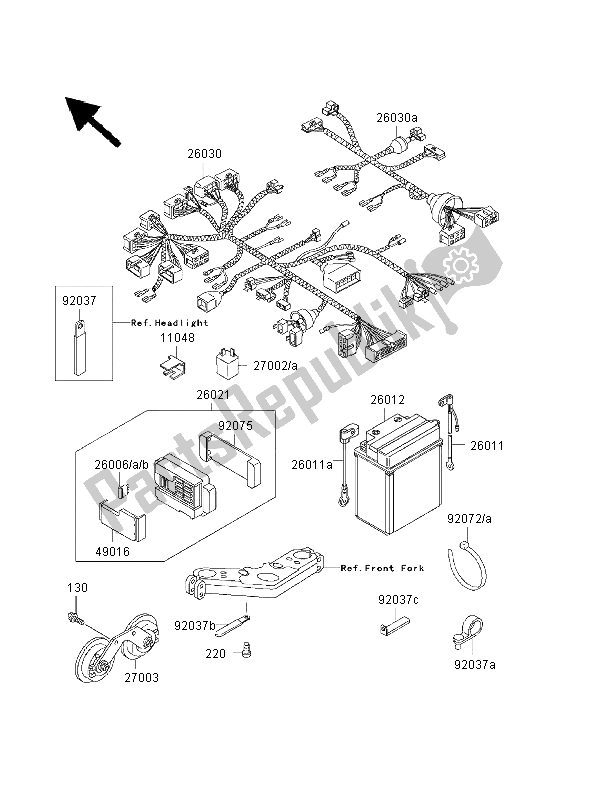 All parts for the Chassis Electrical Equipment of the Kawasaki 1000 GTR 1999