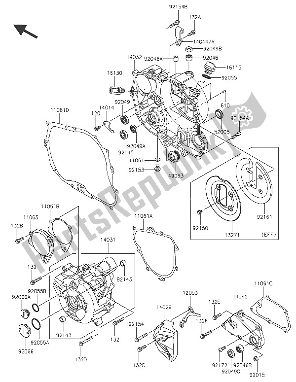 All parts for the Engine Cover(s) of the Kawasaki Z 250 SL 2016