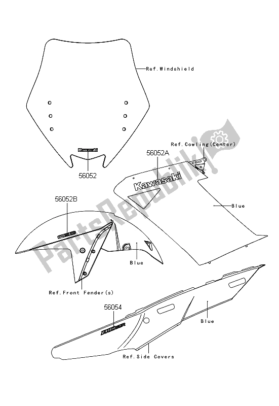 Toutes les pièces pour le Décalcomanies (bleu) du Kawasaki 1400 GTR 2009