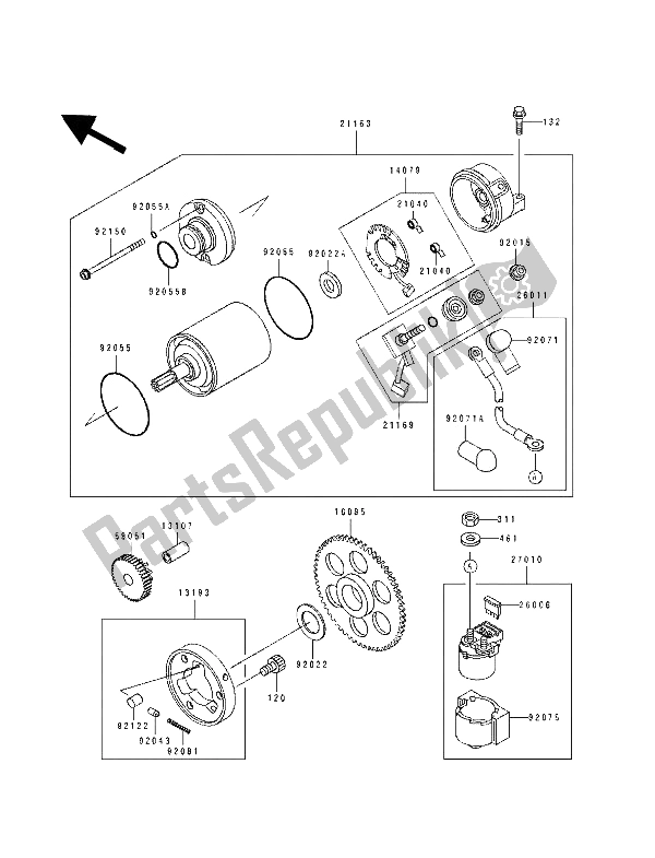 Toutes les pièces pour le Démarreur du Kawasaki ZZ R 600 1990