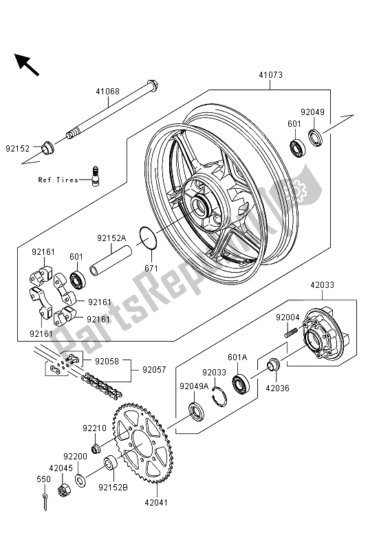 Todas las partes para Buje Trasero de Kawasaki ER 6F ABS 650 2013