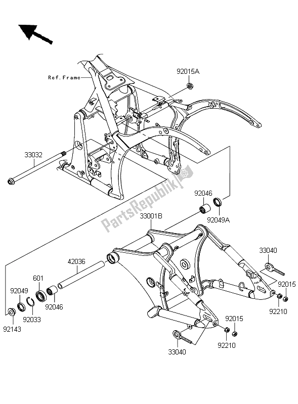 All parts for the Swingarm of the Kawasaki VN 900 Custom 2009