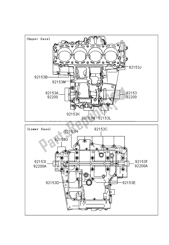 Tutte le parti per il Modello Del Bullone Del Basamento del Kawasaki ZZR 1400 ABS 2013