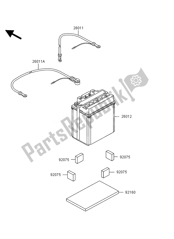 Toutes les pièces pour le Pièces Optionnelles (batterie) du Kawasaki KVF 360 4X4 2007