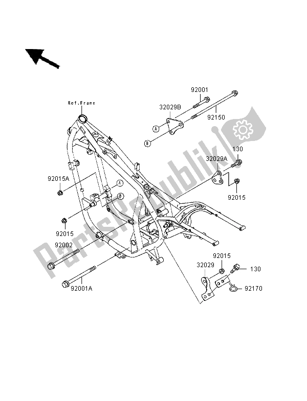 Tutte le parti per il Montaggi Della Struttura del Kawasaki EN 500 1997